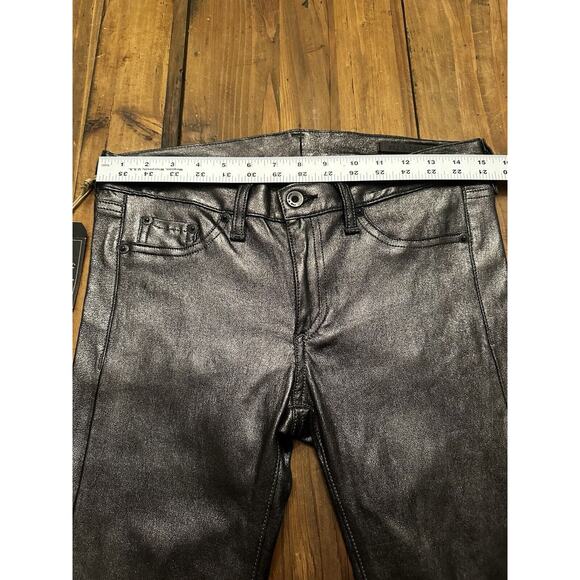 Rag & Bone 100% Lamb Soft Leather Skinny Pants Anthracite Black Size 27 Edgy - Picture 16 of 16